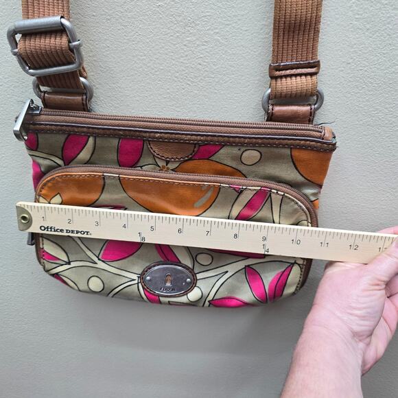 Fossil Key Per Coated Canvas Orange Fruit Print Crossbody Shoulder Bag - Picture 6 of 10